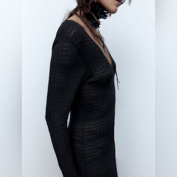 Zara Pointelle Knit Dress - Picture 4 of 10